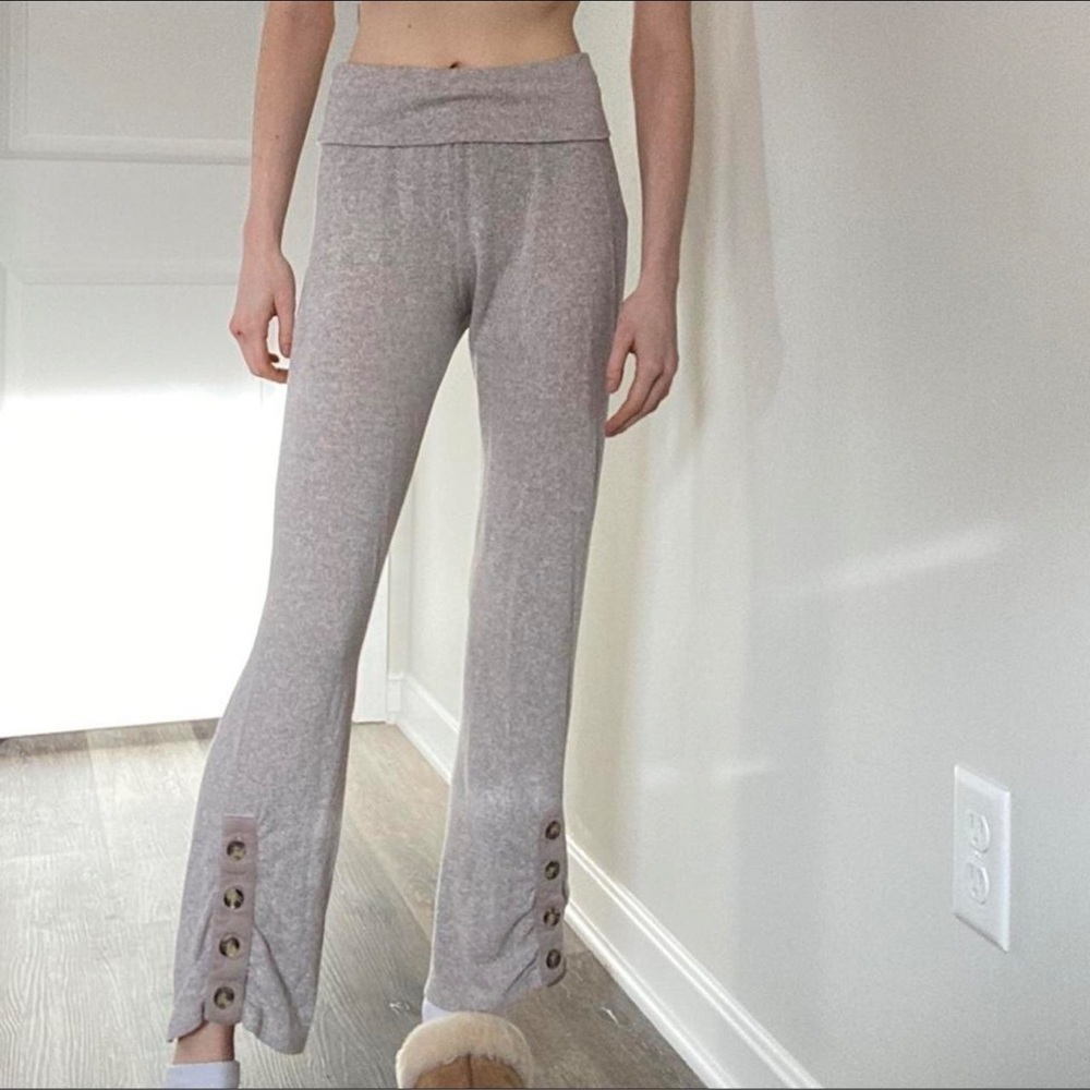 Anthropologie Gray Button-Detail Pants
